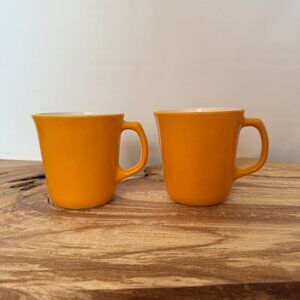 Vintage - Corning Milk Glass - Sunflower Gold Color - Mugs